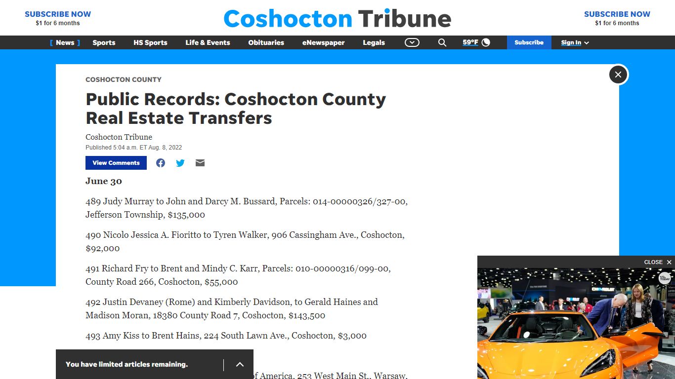 Public Records: Coshocton County Real Estate Transfers